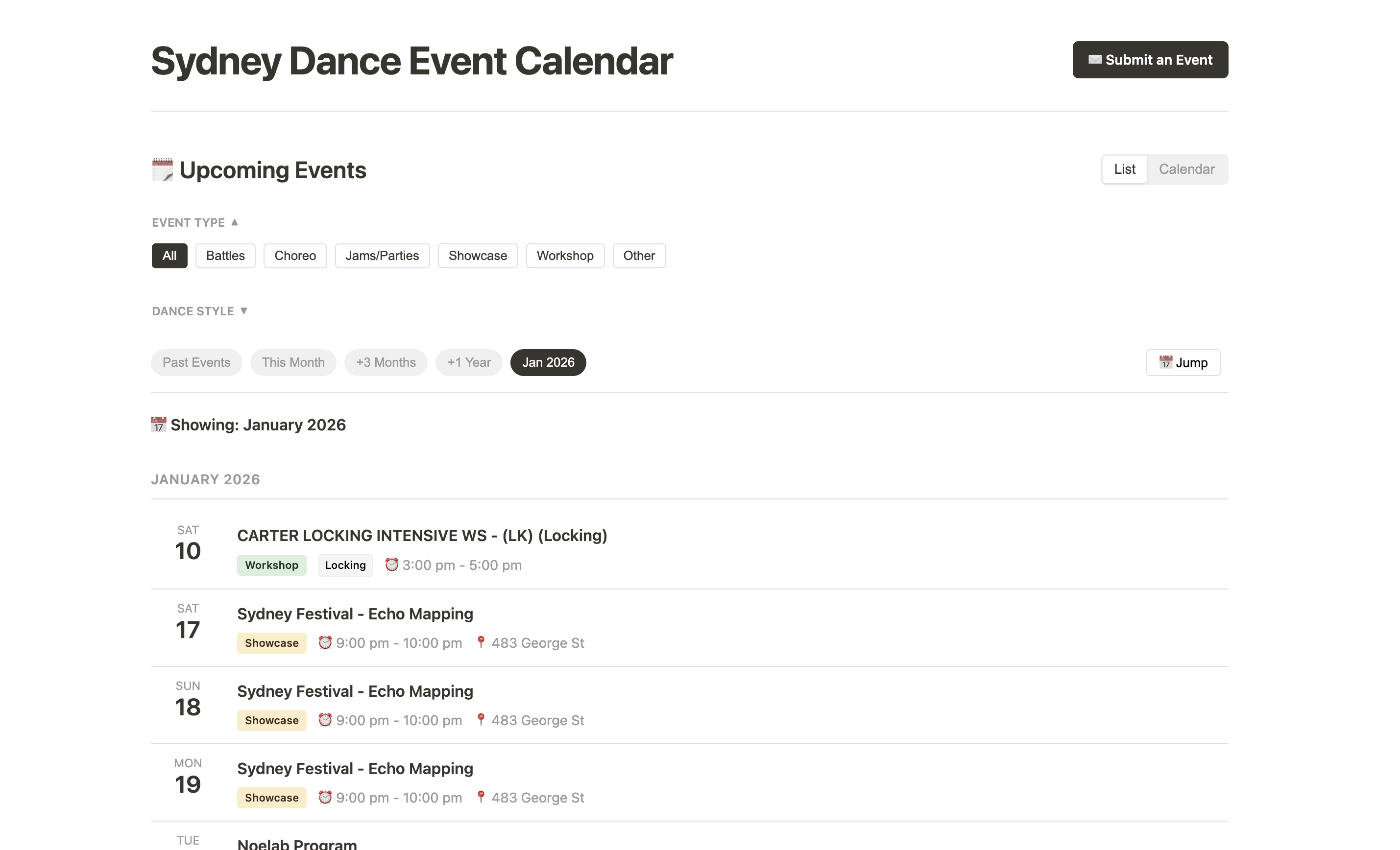 Sydney Street Dance Event Hub